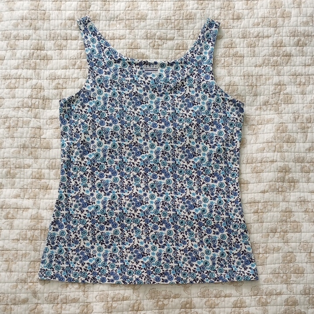 Basic Editions Blue Floral Tank Top